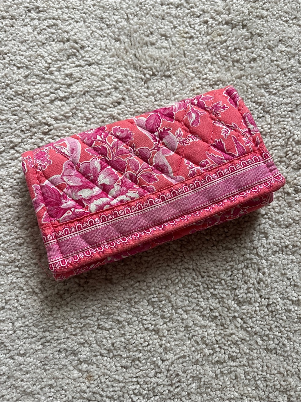 Vera Bradley Quilted Floral Trifold Wallet - Hot Pink Mix